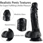 8'' Realistic Big Dildo For Beginners, Lifelike Huge Dildos With Strong Suction Cup For Hands-Free Play, G-Spot Stimulation Penis Adult Sex Toys For Women And Men - Black