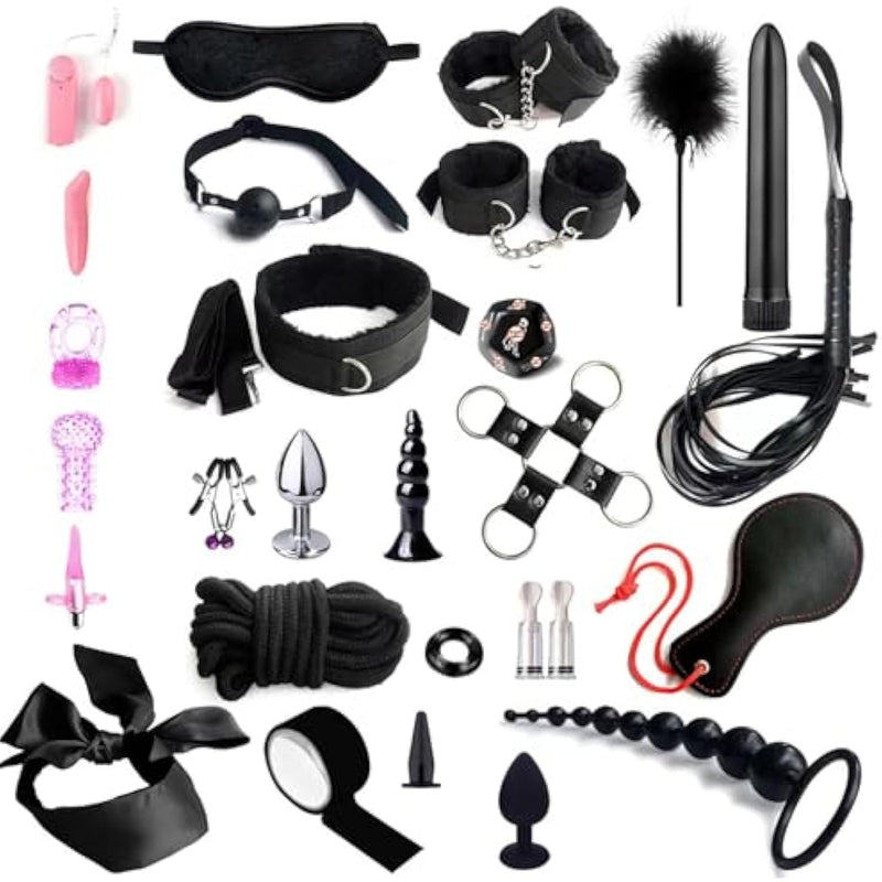35 Pcs Bdsm Kit Adult Sex Toys Bondage Restraints Set Adjustable Sex Bondage Blindfold Anal Toys Sex Toy Kit Sex Things For Couples Kinky Bondage Gear & Accessories For Women And Men