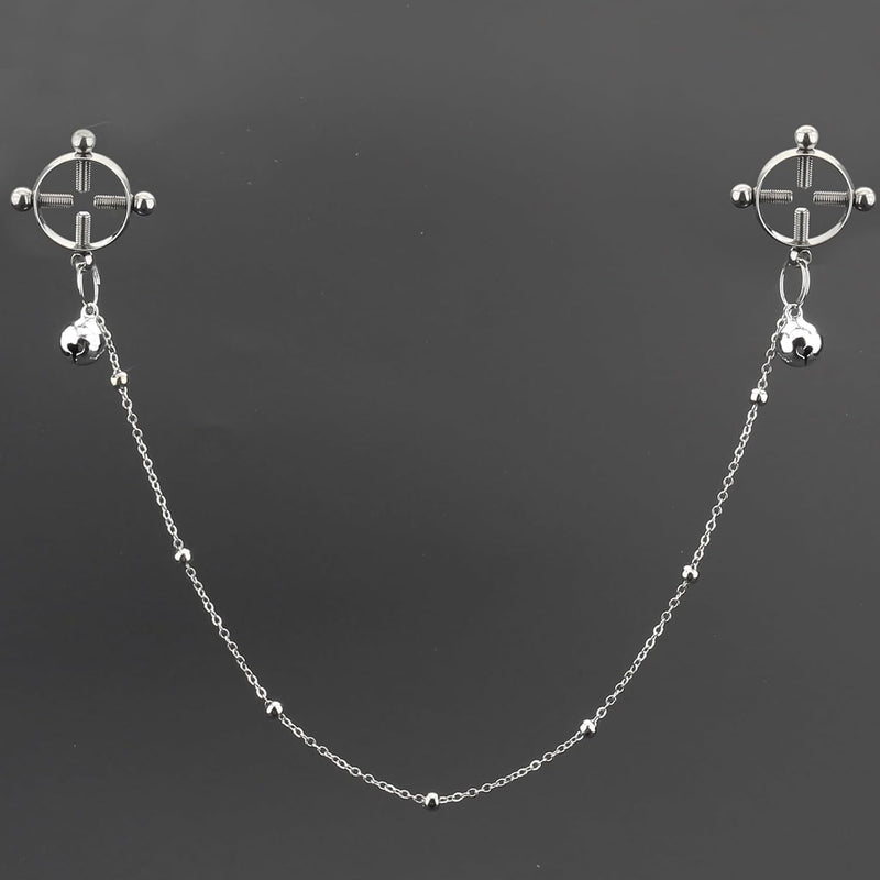 Sexy Nipple Clamps Non Piercing For Women, Adjustable Nipple Clips Non Pierced Weighted With Chain And Bells, Decorative Body Jewelry Chain Nipple Toys, Breast Clamps Novelty (Style L)