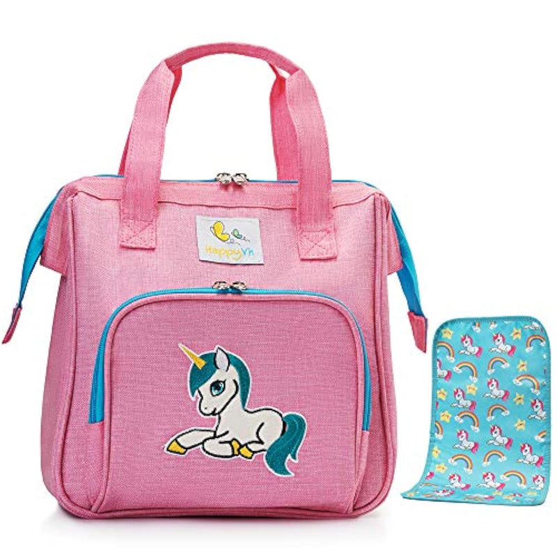 - Pink Baby Doll Diaper Bag With Doll Changing Pad- Handbag For Girls - Unicorn