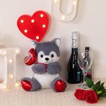 Husky Stuffed Animal Husky Plush Holding Red Love Balloon For Kids And Girlfriend Toy Gifts 10 Inches