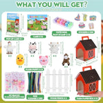 154 Pcs Adopt A Pet Party Favors Mini Plush Stuffed Farm Animal Set With Sign Cards Fence Paper Box Stickers Twist Bars Diy Beads Dog Paw Seals For Party Animal Birthday