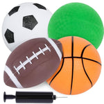 4-Pack Sports Balls For Toddlers & Kids, Playground Balls With Pump, 5-Inch Soccer Ball, Basketball, Kickballs, Stockings For Grandkids, Toys For 2+ Boy Indoor/Outdoor Play