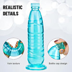 Silicone Sex Toy Anal Plug Realistic Dildo, 9.65 Inch Imitation Mineral Water Bottle Silicone Dildo, Striped Layered Design Experience Double Pleasure (Green)