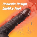 Realistic Dildo Foreskin Riding Thrusting Grinding Movable 8.46’’ Long Sex Toys Dual Density Suction Cup Squeezable Balls, Silicone Body Safe & Hands-Free Adult Sex Toy Solo Couple Play