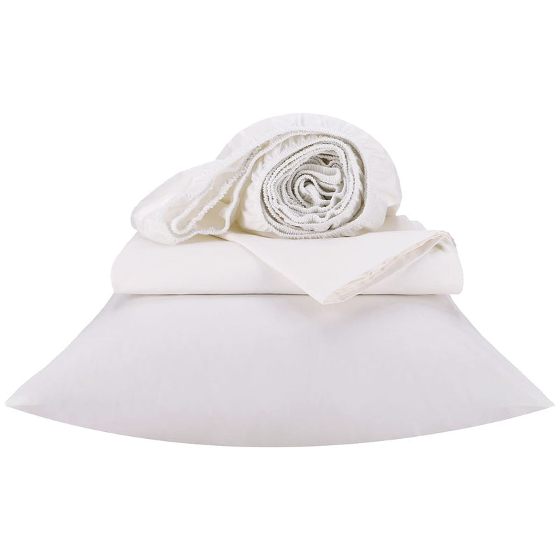 100% Pure Cotton Percale Sheet Set - 3 Piece White Twin Sheet Set - Staple Cot
