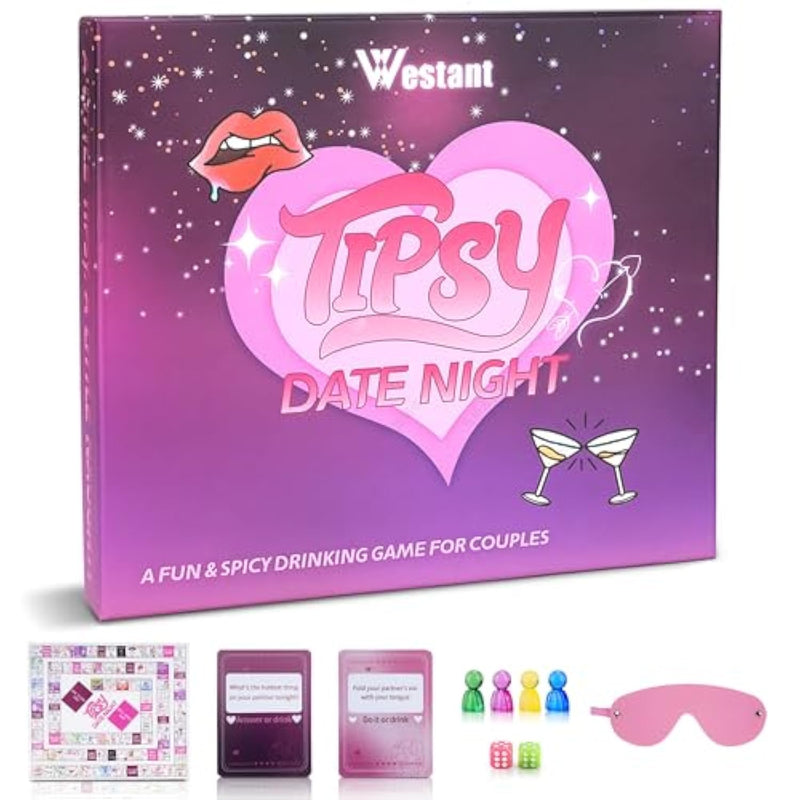 Tipsy Date Night Drinking Game – A Flirty Adult Board Game For Couples, Fun Date Night Games For Adults With 100+ Challenges, Couples Games For Adults Perfect For Anniversary, Weekend Or Getaway