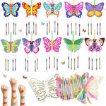 10 Pack Butterfly Wind Chime Craft Kit for Kids, DIY Wooden Coloring Ornaments