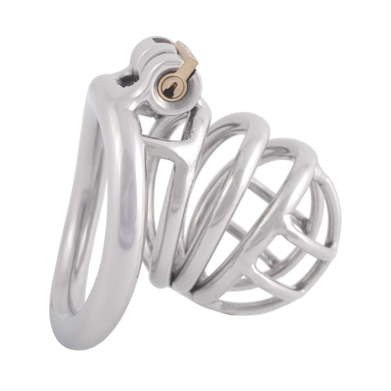 Stainless Steel Small Male Chastity Device Ergonomic Design Stealth Lock For Adults Solitary Extreme Confinement Cage S050 (1.97 Inch / 50Mm)
