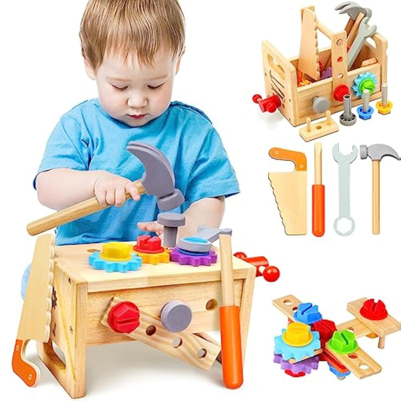 Kids Tool Set - 29 Pcs Wooden Toddler Tool With Box, Montessori Stem Educational Pretend Play Construction Toy For 2 3 4 5 6 Year Old Boys Girls, Best Birthday Gift