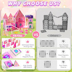 Magnetic Tiles Doll House Building Toys Set With Double Sided Printed Design, Play House Magnetic Blocks For Kids Ages 3-5 4-8, Stem Educational Sensory Magnet Toys Birthday Gifts For Girls