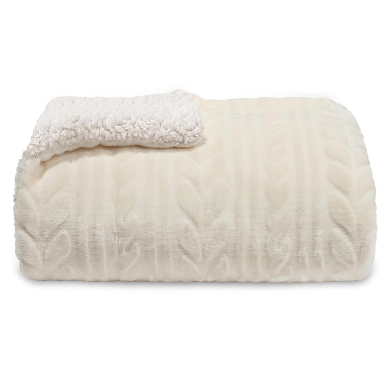 50"X70" Sherpa Fleece Throw Blanket, Reversible Velvet Plush Blankets And Soft