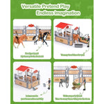 Horse Stable Playset, Horse Gifts For Girls And Boys With 3 Horses And 2 Riders, Horse Toys Set Farm Animals Toys For Kids 3 4 5 6 7 8+ (Horse Playset 1)