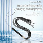 Sm Leather Sm Leather Restraint Bondage Sex Role Play Training Whip Flriting Frosted Handle Teaser Whip For Bdsm Role Play Sex Toy For Couple With Black Tassels Gold Metal Accessories