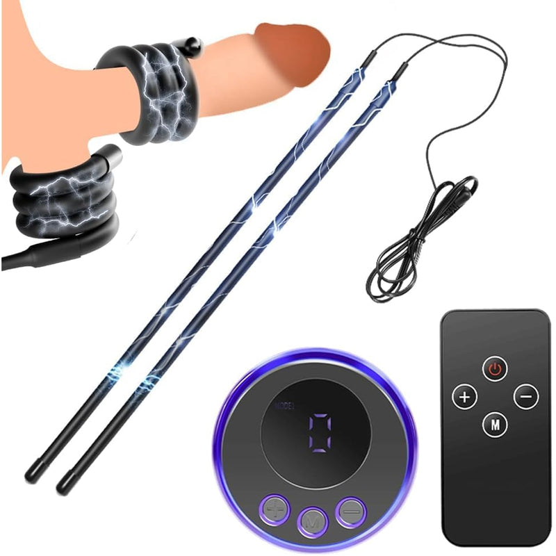 Can Be Diy Silicone Wrapped Penis Ring Kit With 8 Electric Shock Modes, Bendable Male Sm Penis Testicles Exercise Massage Masturbation Electric Shock Trainer Sex Toys For Men And Couples