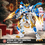White Tiger 2 In 1 Mech Building Blocks Sets Transform Action Figure Toys For Adults, Animals Transforming Robot Building Kits, For Grandkids Boys Ages 8 10 12 14 (White Tiger)