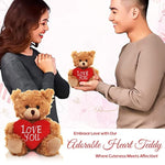 Plush Stuffed Animal Mocha Heart Bear – Love You Bears- Toy For Kids & Adults Valentine'S Day - Embroidered Heart Pillow (6 Inch, Brown Love You)
