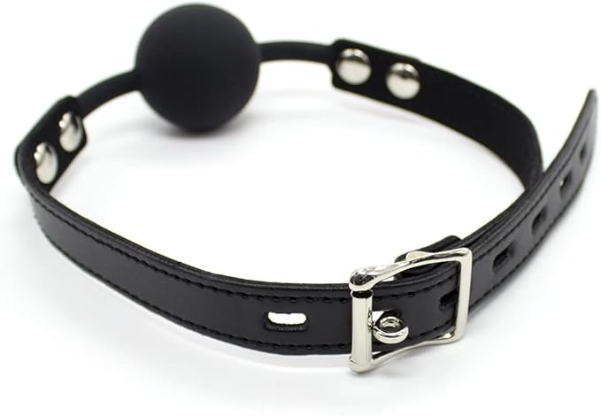 Open Mouth Silicone Ball Gag Bdsm Bondage Restraints Sex Gag Muzzles Lockable Adjustable Sex Toy Fetish Bondage Gags (Black)