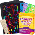 100 Pcs Rainbow Scratch Paper Art Kit for Kids Arts and Crafts