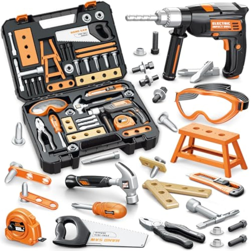 Kids Tool Set With Tool Box & Electronic Toy Drill, 41Pcs Toddler Tool Set Kids Construction Toys For Ages 3,4,5,6,7,8, Kid Tools Boy Toys For Boys Christmas Birthday Gifts