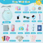 Play Purse For Little Girls, 39Pcs Toddler Purse With Makeup For Girls Age 3 4 5 6+, Pretend Princess Toys Includes Phone, Watch, Camera,Wallet, Kids Toy Purse Christmas Birthday Gift (Blue)