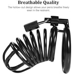 Steel Metal Male Cock Cage Male Chastity Device Locked Cage Sex Toy For Men (3 Rings) (Black)