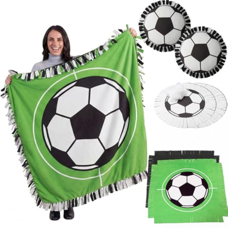 Soccer Tie Blanket & Pillow Craft Kit, 2026 Sports Theme Party Activity