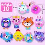Pom Pom Craft Kit - 10-in-1 Unicorn and Animal DIY Set for Kids Aged 4 to 6