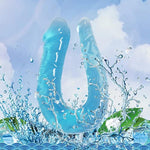 Realistic Double-Headed Dildo for Adult Sex Toys - Blue Color