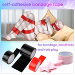 396Ft Bondage Tape Electrostatic Sex Tape With Blindfold, 99Ft*4Rolls Bondage Restraints Tape For Bdsm Games, Pvc Tapes For Couples Play (Width: 3.94" X 1Roll + 1.97" X 3Rolls)