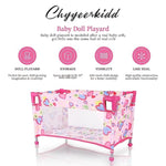 Toy Baby Doll Crib For 18'' Dolls, Cute Pink Heart Designed Baby Doll Bed With Carry Bag, Toy Crib Doll Furniture For 3 Years+ Girls