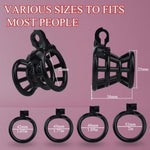 Male Inverted Chastity Cage Sex Toy Set With 4 Cock Rings,Small Negative Chastity Devices,Nylon Fish Trap Shape Adult Penis Sm Bondage Device (Black)