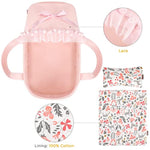 Baby Doll Bassinet, Doll Carrier Doll Carry Cot Set With Canopy And Pillow Blanket For 9 10 11 12 Inch Dolls Stuffed Animals - Pink