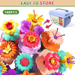 148Pcs Flower Garden Building Toys For 3 4 5 6 Year Old Girls, Educational Activity Preschool Birthday Gifts For 3 4 5 Year Old Girls, Building Stem Toys For Kids Toddlers Ages 3-5