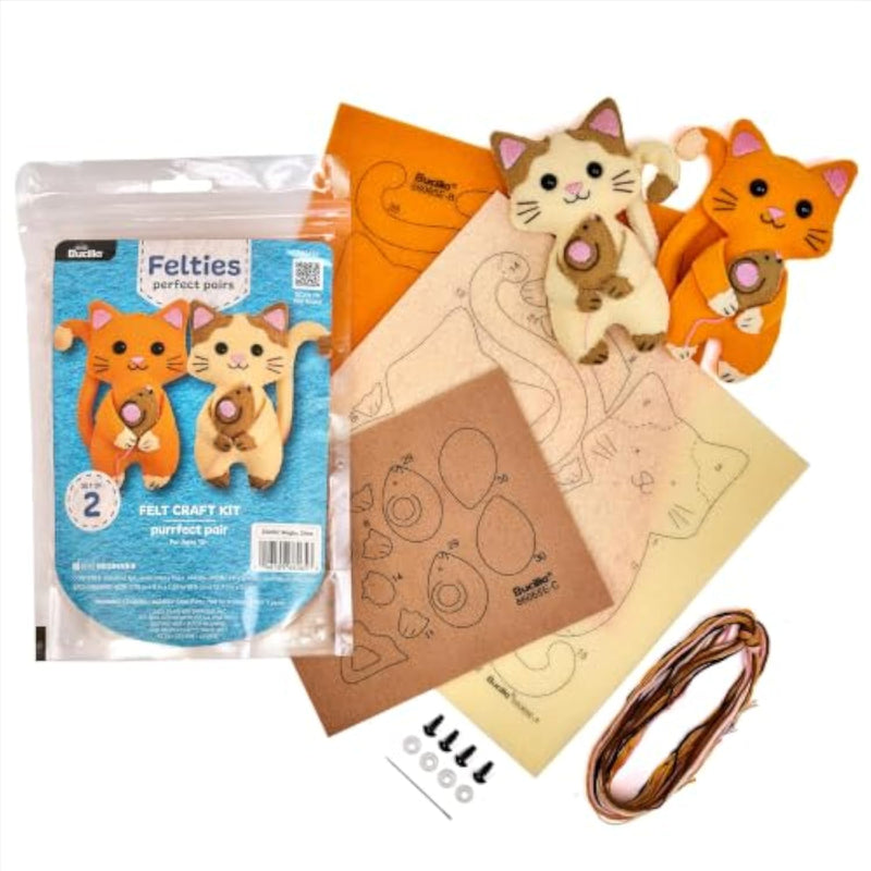 Bucilla Felties Perfect Pairs Felt Embroidery Craft Kit for DIY Arts and Crafts Projects Set of 2