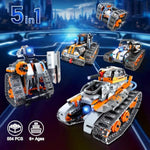 5 In 1 Stem Building Set With Led Light, App & Remote Controlled Cars Building Toys Kit, Rc Robot Tank Sleigh Tracked Racer 554 Pcs, Toy Gifts For Kids Boys Girls Ages 6 7 8 9 10 11 12+ Year
