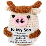 Gifts For Son From Mom/Dad - Christmas Birthday Gifts For Adult Sons Teens Son In Law, Handmade Crochet Small Cow Present For Graduation Birthday Valentines - You Are The Most Wonderful Sons