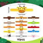 16 Pcs Stuffed Animal Slap Bracelets Set Animal Farm Ocean And Jungle Plush Slap Bracelets Cute Wrist Band Toy For Party Favors 16 Styles