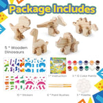 3D Wooden Dinosaur Painting Kit for Kids Ages 4-8, 5 Fun Crafts