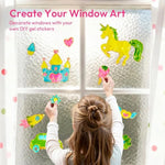Gel Art Drawing Board Kit for Kids, Window Cling Craft Set with Tracing Pens & Case
