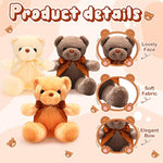 6 Pcs Bear Stuffed Animal Bulk Baby Shower Bear Plush Toys Soft Cute Sleeping And Playing Decorations For Kids Back To School Gift Baby Shower Birthday Party Favor(Beige, Brown, Pink)