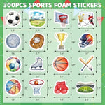 300Pcs Assorted Sports Foam Stickers for Crafting and Decorating