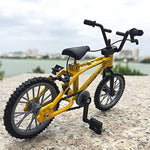 1/18 Scale Diecast Finger Mountain Bike Bicycle Model, Miniature Art Craft Decor, Yellow