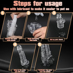 Penis Sleeve With Cock Ring Sex Toys, Adult Sex Toys Reusable Ultra-Soft Penis Cuff Cock Sleeve Realistic Male Adult Toys Penis Enlarger Extender For Enhance Erection Delay Ejaculation(Clear)