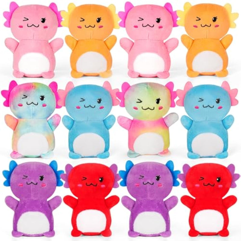 12Pcs Mini Axolotl Stuffed Animal,Bulk Axolotls Plush Party Favors Small Axolotl Plushies Gifts Ornament For Birthday,Christmas Stock Stuffer For Kids Girls Boys Xmas Gifts Classroom Rewards
