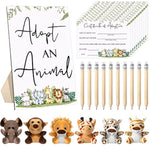 59 Pcs Adopt An Animal Wild Birthday Decor Party Favor 24 Safari Jungle Animals 24 Certificate Cards 10 Pencils With Adopt An Animal Sign Adoption Certificate Set For Party Birthday Gifts