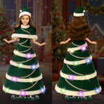 11.5-Inch Christmas Doll – Led Light-Up Dress With 3 Lighting Modes (Slow Flash, Fast Flash, Steady On),Display Stand, For Girls Ages 3–12 (Christmas Doll)