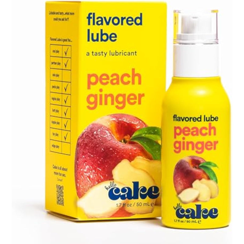 Hello Peach Ginger Flavored Personal Lubricant - Water-Based Lube - No Aftertaste, Easy Clean-Up - Vegan, Sugar-Free, Gluten-Free, & Hormone-Free - 1.7 Fl Oz