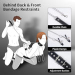 Bdsm Sex Bondage Restraints Set - Neck To Wrist Bdsm Kit With Traction Chain Nipple Clamps Adjustable Handcuffs Collar Bondage Gear Accessories Sex Things For Couples Kinky Sex Toys For Couples