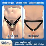 Male Chastity Cage Strap Belt - Sissy Chastity Harness Support Strap Anti-Dislodgement Auxiliary Chastity Band Belt Completely Fit The Body (Black Three-Way Belt)